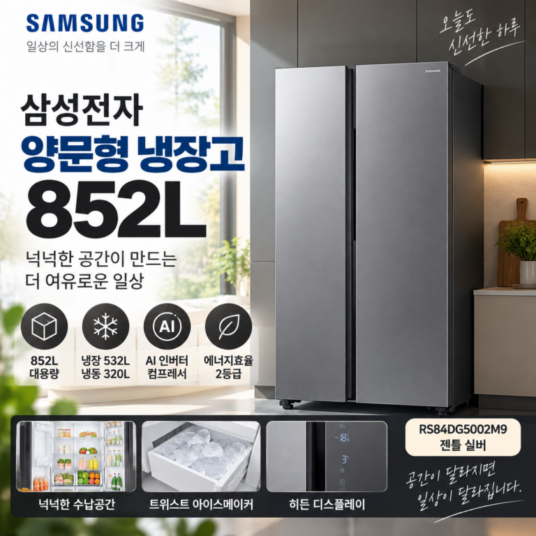 삼성전자 대용량 양문형 냉장고 852L RS84DG5002M9 최저가