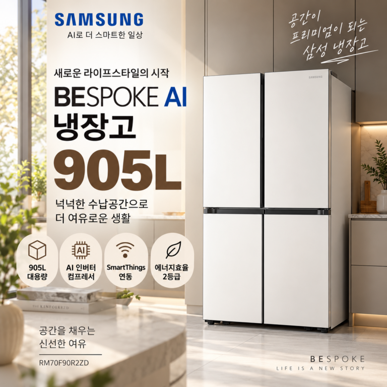 삼성전자 비스포크 4도어 냉장고 905L RM70F90R2ZD 할인특가