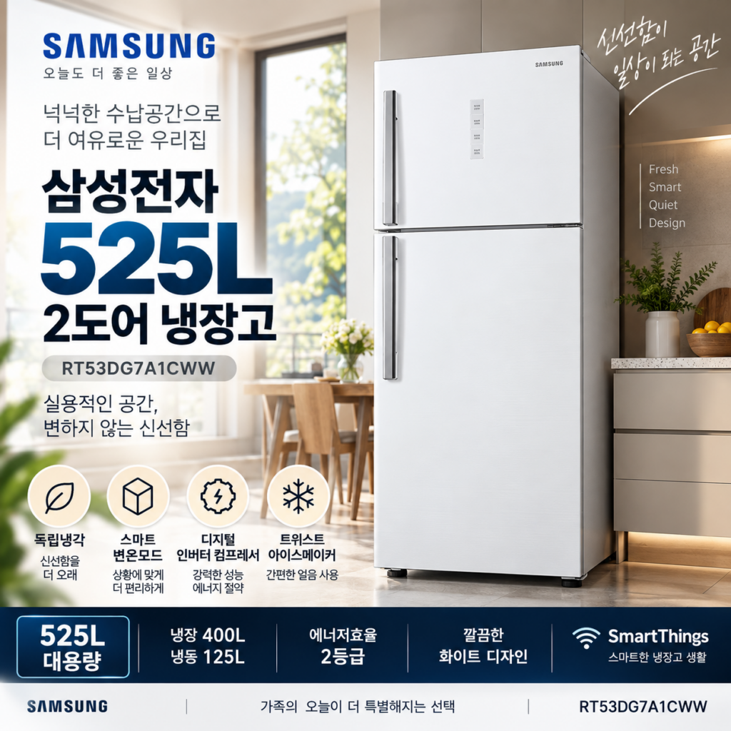 삼성 525L 2도어 냉장고 RT53DG7A1CWW 특가 할인 제품 이미지