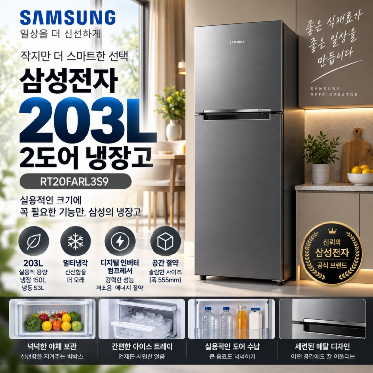 삼성전자 203L 냉장고 RT20FARL3S9 최저가 할인