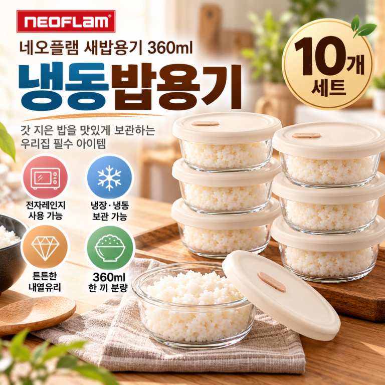 네오플램 내열유리 냉동밥 보관 용기 추천 360ml 전자레인지  밀폐용기 10개 세트 추천 할인
