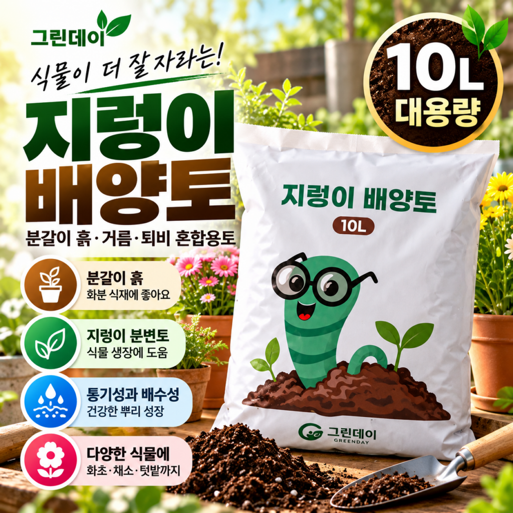 지렁이 배양토 10L 화분 분갈이흙 지렁이 분변토 거름 퇴비 추천  할인 제품 이미지