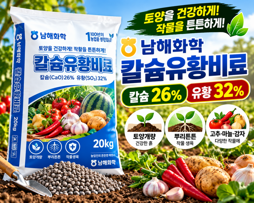 남해화학 토양개선 관리 칼슘유황비료 20kg 고추 마늘 감자 텃밭 제품 이미지