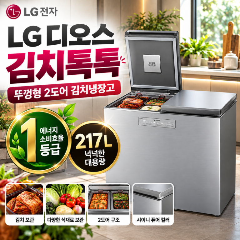 LG전자 디오스 김치톡톡 217L 뚜껑형 2도어 1등급 김치냉장고 K225SS131 최저가 추천