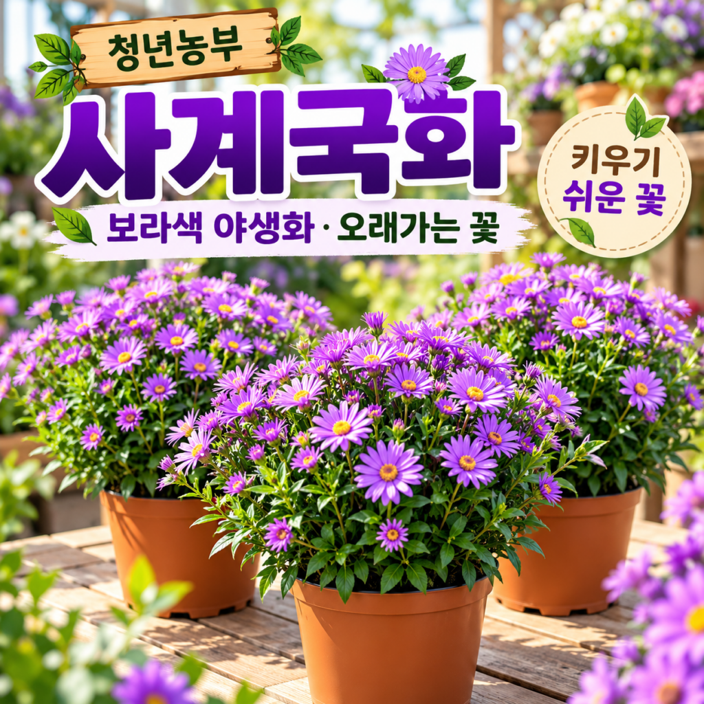청년농부 사계국화 보라색 야생화 오래가는꽃 키우기 쉬운 꽃화분 홈가드닝 제품 이미지