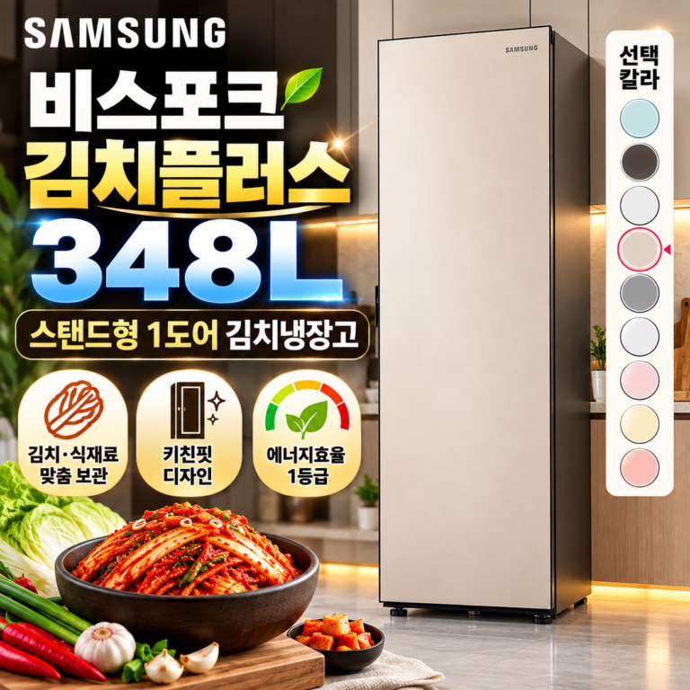 삼성 김치냉장고 348L 1도어 RQ34C791SAP 스탠드형 최저가 추 (비스포크 키친핏 김치플러스)