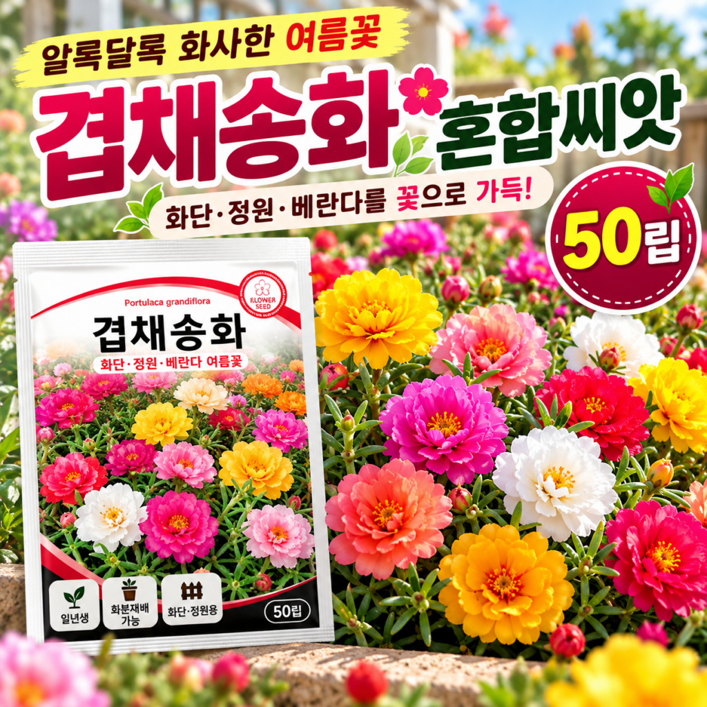 겹채송화 씨앗 50립 혼합종 여름꽃 파종 제품 이미지