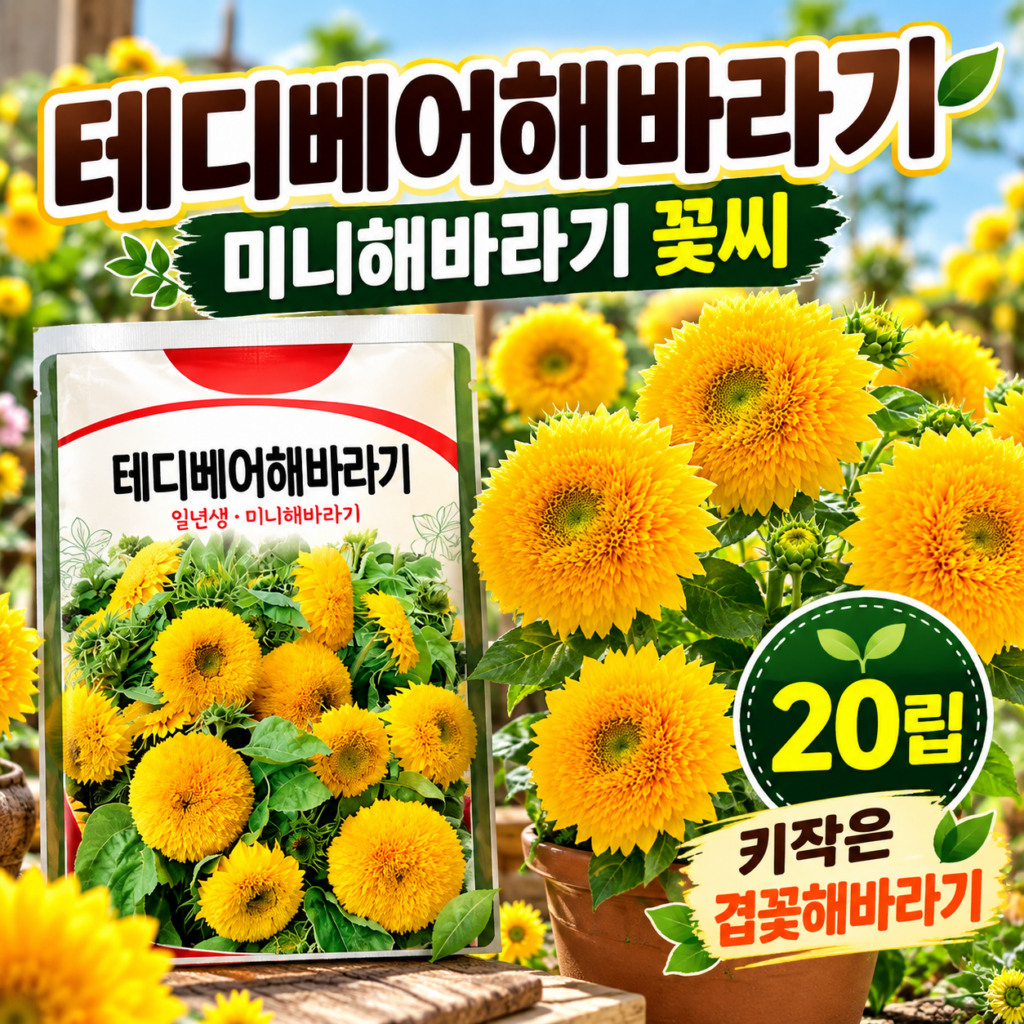 테디베어 미니 겹 해바라기 꽃 씨앗 파종 20립 추천 제품 이미지